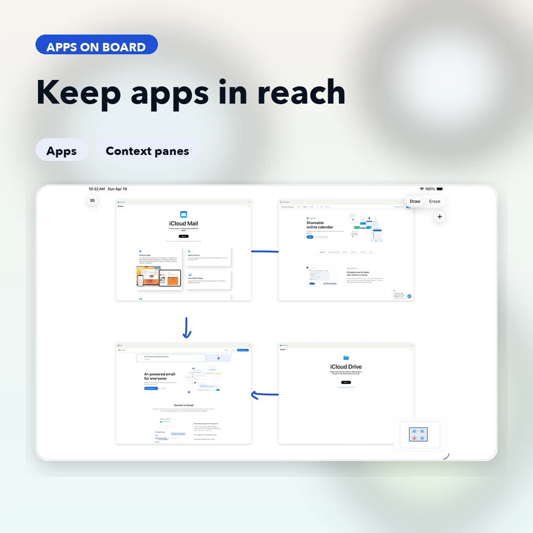 FlowShow board showing practical supporting app panes within the workspace.